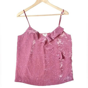 J.Crew Velvet Sleeveless Ruffle Cami Top
